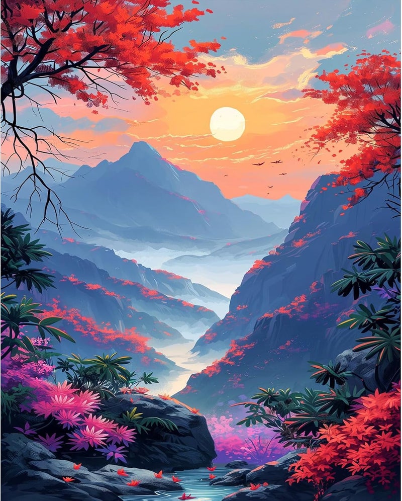 PRASIO Paint by Numbers Kit for Adults Beginner, Landscape Adult Paint by Number Kits on Canvas, DIY Acrylic Watercolor Oil Paint by Number for Adults for Home Decor Gift 16x20 Inch - Image 1